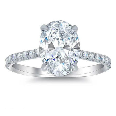 Oval Forever One Moissanite Pave Engagement Ring Moissanite Engagement Rings deBebians 