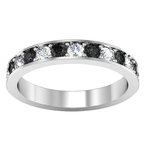 Pave Alternating Black and White Diamond Eternity Band (1.30 cttw) Gemstone Eternity Rings deBebians 