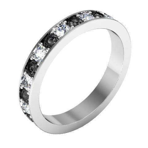 Pave Alternating Black and White Diamond Eternity Band (1.30 cttw) Gemstone Eternity Rings deBebians 