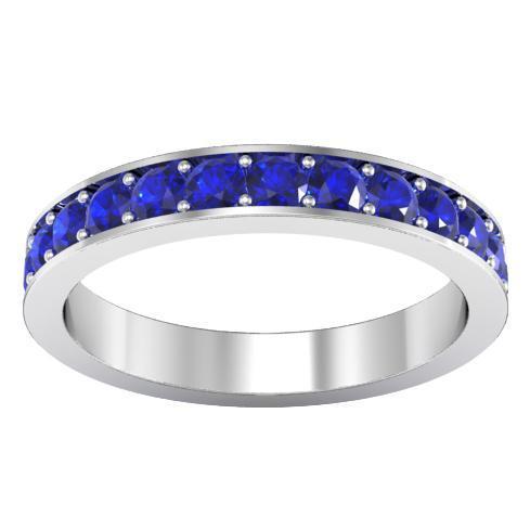 Pave Blue Sapphire Eternity Ring (1.30 cttw) Gemstone Eternity Rings deBebians 