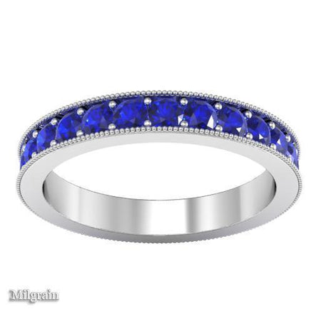 Pave Blue Sapphire Eternity Ring (1.30 cttw) Gemstone Eternity Rings deBebians 