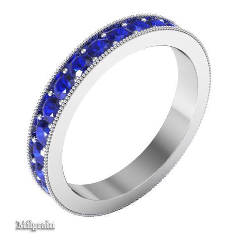 Pave Blue Sapphire Eternity Ring (1.30 cttw) Gemstone Eternity Rings deBebians 