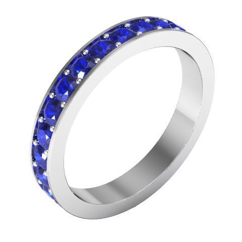 Pave Blue Sapphire Eternity Ring (1.30 cttw) Gemstone Eternity Rings deBebians 