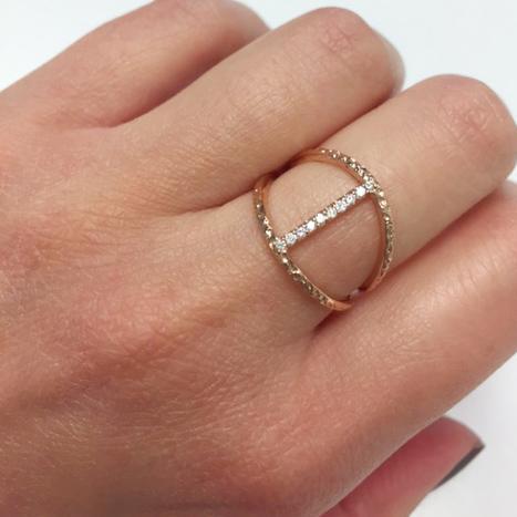 Pave Diamond Hammered Bar Ring Diamond Wedding Rings deBebians 