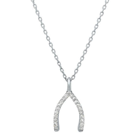 Pave Diamond Wish Bone Pendant Diamond Necklaces deBebians 