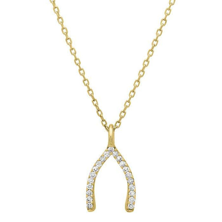 Pave Diamond Wish Bone Pendant Diamond Necklaces deBebians 