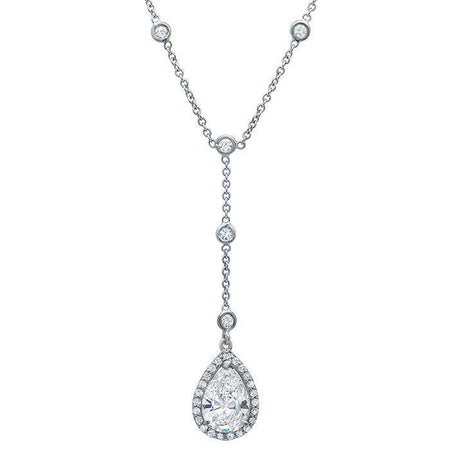 Pear Halo Diamond Drop Necklace Diamond Necklaces deBebians 