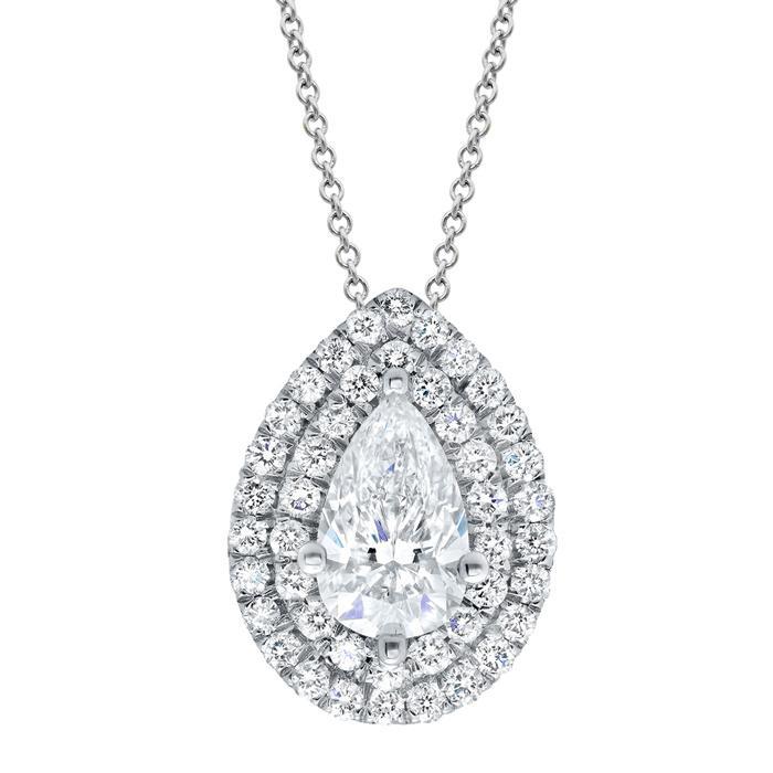 Pear Double Halo Diamond Necklace Diamond Necklaces deBebians 