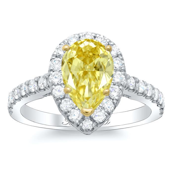 Pear Yellow Diamond Halo Engagement Ring Yellow Diamond Engagement Rings deBebians 