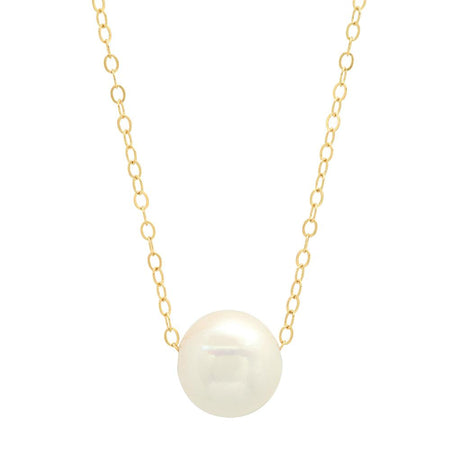 10-11mm White Freshwater Cultured Pearl Pendant 14kt Yellow Gold Necklaces deBebians 