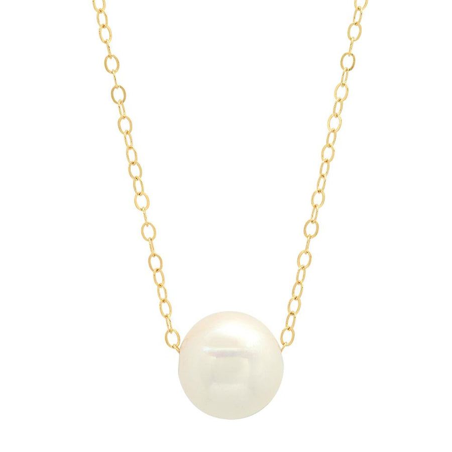 10-11mm White Freshwater Cultured Pearl Pendant 14kt Yellow Gold Necklaces deBebians 