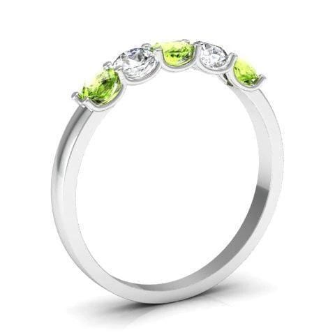 0.50 cttw Peridot and Diamond 5 Stone U-Prong Ring Five Stone Rings deBebians 