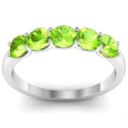 1.00cttw U Prong Five Stone Peridot Birthstone Band Five Stone Rings deBebians 