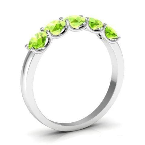 1.00cttw U Prong Five Stone Peridot Birthstone Band Five Stone Rings deBebians 