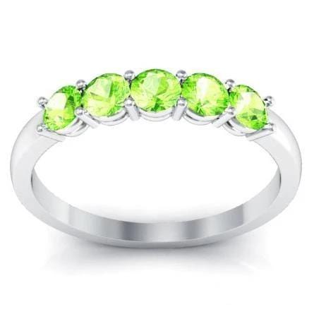 0.50cttw Shared Prong Peridot Five Stone Band Five Stone Rings deBebians 