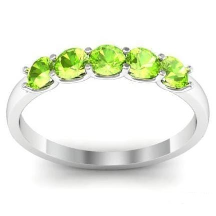 0.50cttw U Prong Peridot Five Stone Ring Five Stone Rings deBebians 