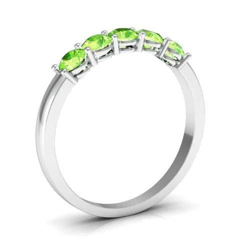 0.50cttw Shared Prong Peridot Five Stone Band Five Stone Rings deBebians 
