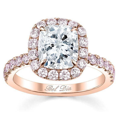 Pink Diamond Cushion Halo Engagement Ring Halo Engagement Rings deBebians 