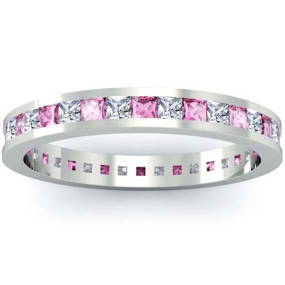 Pink Sapphire and Diamond Eternity Ring Gemstone Eternity Rings deBebians 