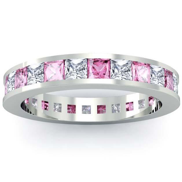 Pink Sapphire and Diamond Eternity Wedding Ring Gemstone Eternity Rings deBebians 