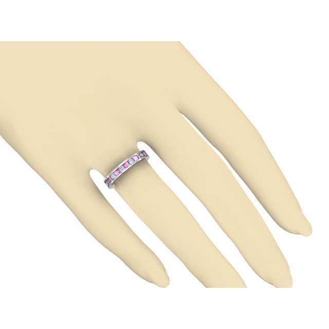 Pink Sapphire and Diamond Eternity Wedding Ring Gemstone Eternity Rings deBebians 
