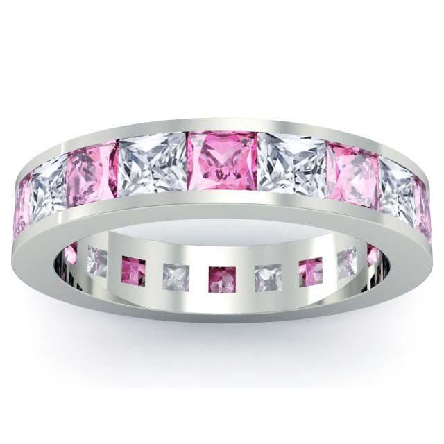 Pink Sapphire and Diamond Gemstone Eternity Band Gemstone Eternity Rings deBebians 