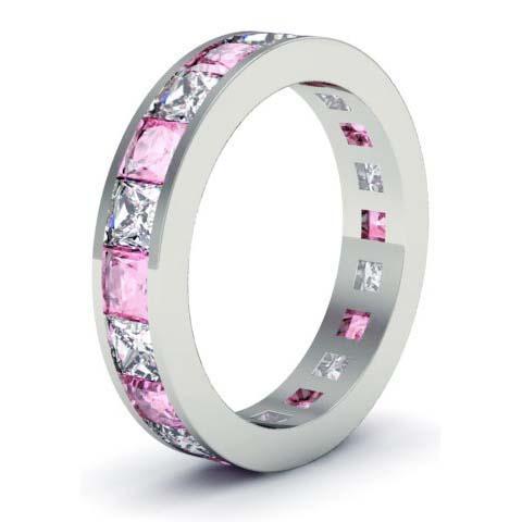 Pink Sapphire and Diamond Gemstone Eternity Band Gemstone Eternity Rings deBebians 