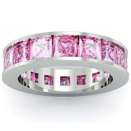 Pink Sapphire Birth Stone Eternity Band Gemstone Eternity Rings deBebians 