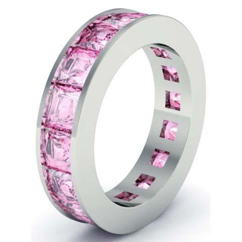 Pink Sapphire Birth Stone Eternity Band Gemstone Eternity Rings deBebians 