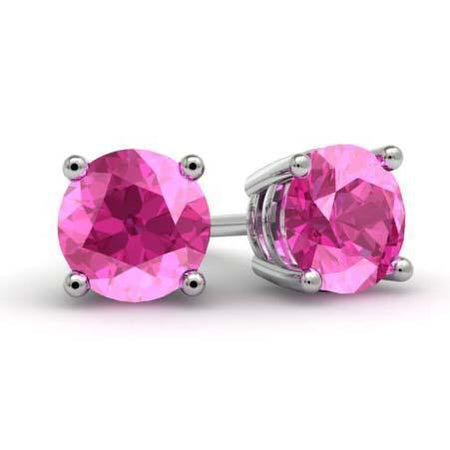 Pink Sapphire Stud Earrings Gemstone Stud Earrings deBebians 