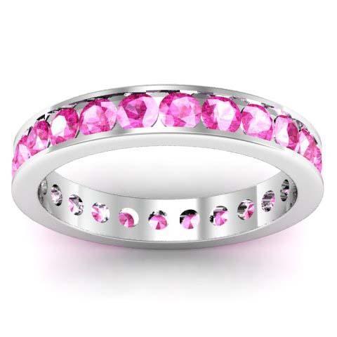 Pink Sapphire Eternity Band in Channel Setting Gemstone Eternity Rings deBebians 