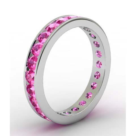 Pink Sapphire Eternity Band in Channel Setting Gemstone Eternity Rings deBebians 