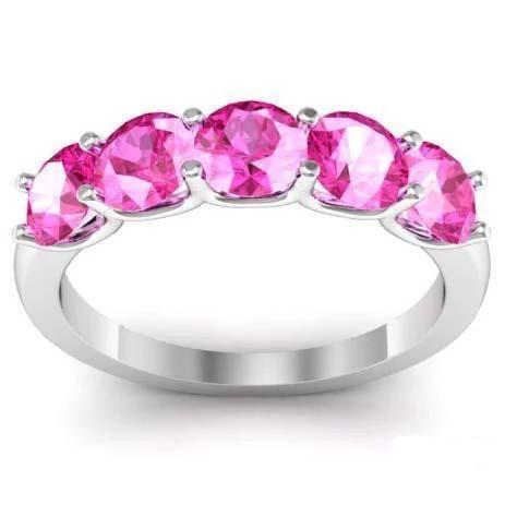 1.50cttw U Prong Pink Sapphire Five Stone Band Five Stone Rings deBebians 