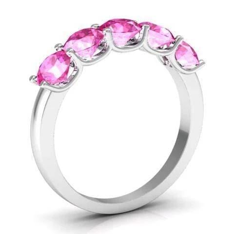 1.50cttw U Prong Pink Sapphire Five Stone Band Five Stone Rings deBebians 