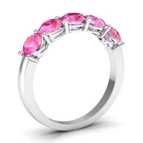 1.50cttw Shared Prong Pink Sapphire Five Stone Ring Five Stone Rings deBebians 