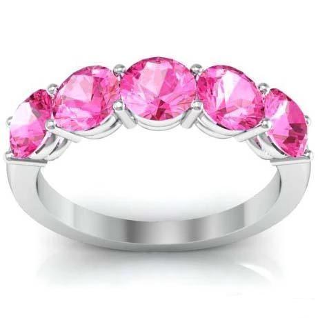 2.00cttw Shared Prong Pink Sapphire 5 Stone Ring Five Stone Rings deBebians 