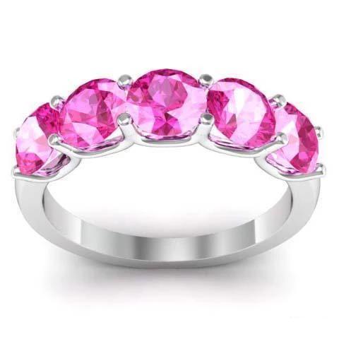 2.00cttw U Prong Pink Sapphire 5 Stone Band Five Stone Rings deBebians 