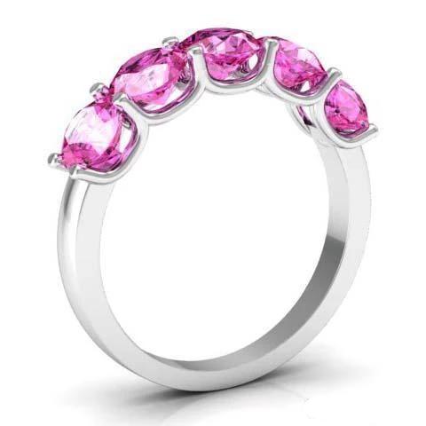 2.00cttw U Prong Pink Sapphire 5 Stone Band Five Stone Rings deBebians 