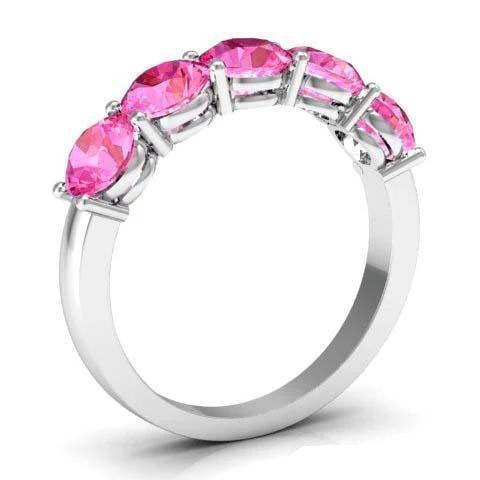 2.00cttw Shared Prong Pink Sapphire 5 Stone Ring Five Stone Rings deBebians 