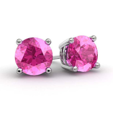 Pink Sapphire Stud Earrings Gemstone Stud Earrings deBebians 