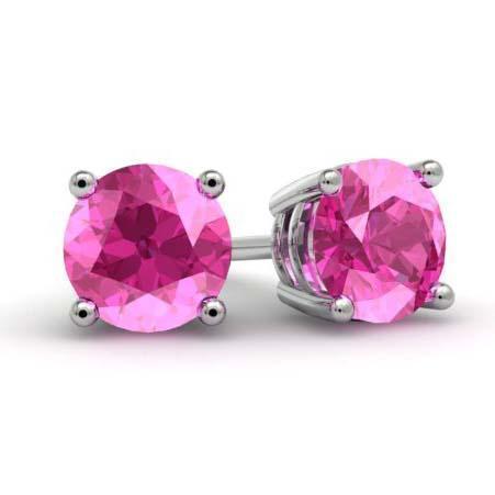 Pink Topaz Stud Earrings Gemstone Stud Earrings deBebians 