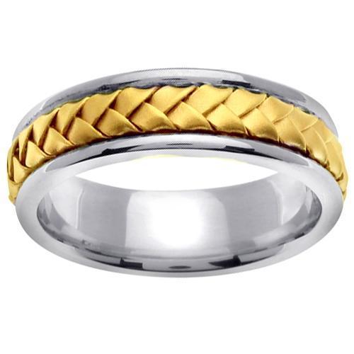 18kt Gold Braided Center Platinum Ring Platinum Wedding Rings deBebians 