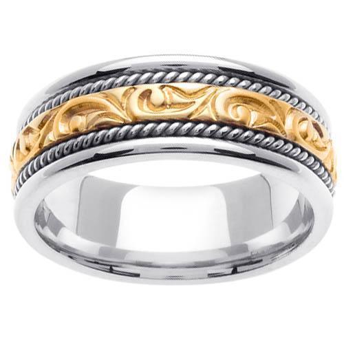 Platinum & 18kt Handmade Mens Wedding Ring in 7 mm Platinum Wedding Rings deBebians 