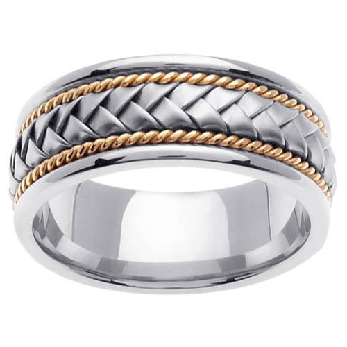 Platinum & 18kt Two Tone Wedding Ring in 8.5mm Comfort Fit Platinum Wedding Rings deBebians 