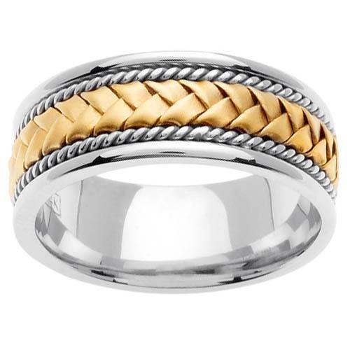 Platinum & 18kt Handmade Wedding Ring in 8.5mm Comfort Fit Platinum Wedding Rings deBebians 