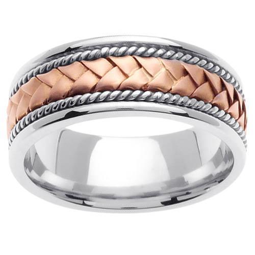 Platinum & 18kt Handmade Wedding Ring in 8.5mm Comfort Fit Platinum Wedding Rings deBebians 