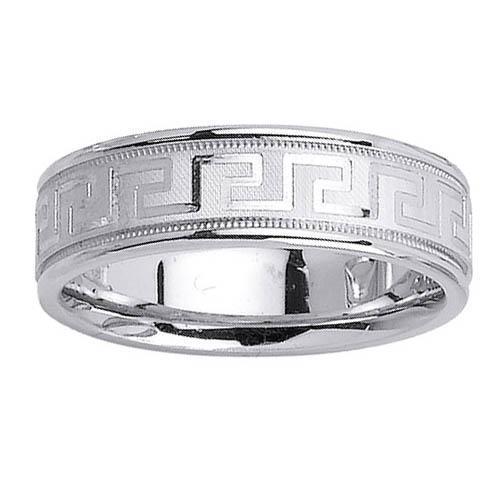 Platinum Wedding Band Greek Key Design Platinum Wedding Rings deBebians 