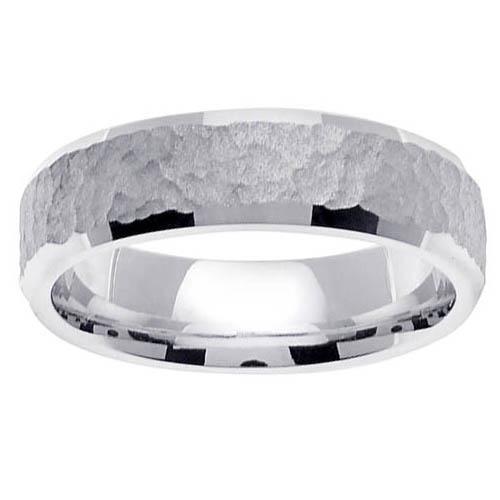 Hammered Platinum Ring Beveled Edges Platinum Wedding Rings deBebians 