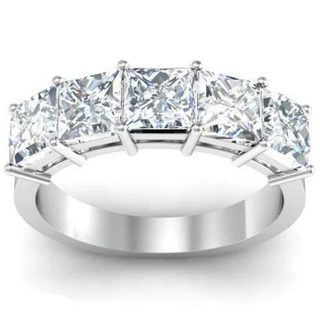 3.00cttw Shared Prong Princess Cut Diamond Five Stone Ring Five Stone Rings deBebians 