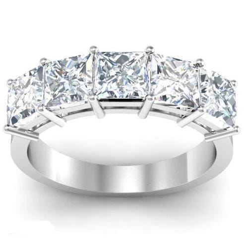 3.00cttw Princess Cut Shared Prong 5 Stone Anniversary Ring Five Stone Rings deBebians 